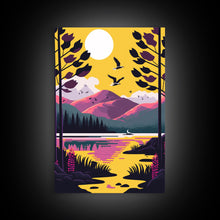 Carregar imagem no visualizador da galeria, 3 Piece Framed Canvas Wall Art Wood Panel Effect Mountain Range Top Print Modern Art, Rustic Living Room Wall Art, Western Decor, Retro Feel