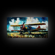 Carregar imagem no visualizador da galeria, Aeroplane Art, Antique Airplane Painting Canvas Print, Framed Canvas Art, Above Sofa Art, Gift for RC Plane Pilot, Retro Plane Art