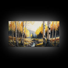 Load image into Gallery viewer, Birch Tree Wall Art, Nursery Forest, Framed Forest Canvas Print, Birch Trees, Watercolor, Landscape Forest Art