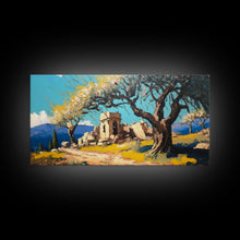 Load image into Gallery viewer, Ancient Roman Ruins, Framed Canvas Print, Old World Art, Olive Tree Amongst The Ruins, Living Room Decor
