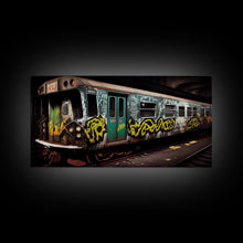 Carregar imagem no visualizador da galeria, Graffiti Subway Car - Cool Wall Art -Framed Canvas Print - Unique Wall Decor - Framed Art - Train Car With Graffiti