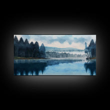 Load image into Gallery viewer, Blue Lake Art | Framed Canvas Print | Blue Lake Painting | Lake House Decor | Guest Room Landscape Painting | Waldo Lake Painting