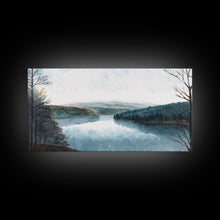 Load image into Gallery viewer, Blue Lake Art | Framed Canvas Print | Blue Lake Painting | Lake House Decor | Guest Room Landscape Painting | Detroit Lake Painting