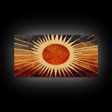 Carregar imagem no visualizador da galeria, Abstract Midcentury Modern Sunburst, Canvas Print, Art Deco Style wall art, sun with sun rays, sun burst, boho style