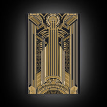 Load image into Gallery viewer, Art Deco Pattern Wall art - Framed Canvas Print - Art Deco - Gold & black art - Wonderful art - Lines art - Geometric art - Office wall art