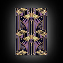 Load image into Gallery viewer, Art Deco Pattern Wall art - Framed Canvas Print - Art Deco - Stained glass art - Ornament art - Geometric art - Purple & gold art - Wall art