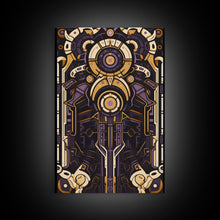 Load image into Gallery viewer, Art Deco Pattern Wall art, Framed Canvas Print, Art Deco, Patterns art, Yellow & purple art, Ornament art, Colorful painting, Light colors