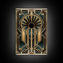 Carregar imagem no visualizador da galeria, Art Deco Wall art - Framed Canvas Print - Art Deco - Gold & green art - Living room art - Original painting - Art with frame - Wall decor
