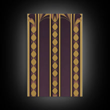 Load image into Gallery viewer, Art Deco Pattern Wall art, Framed Canvas Print, Art Deco, Canvas Wall art, Purple & gold art, Canvas wall art, Abstract art, Geometric art