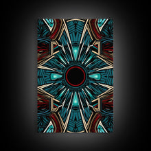 Load image into Gallery viewer, Art Deco Pattern Wall art - Framed Canvas Print - Art Deco - Red & blue art - Colorful painting - Patterns art - Wall art - Living room art