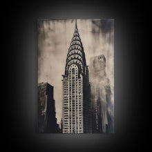 Cargar imagen en el visor de la galería, Chrysler Building Painting Framed Canvas Print, NYC Art, Art Deco Wall Decor, New York City Historic Art