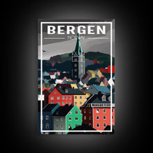 Load image into Gallery viewer, Bergen Wall Poster, NorwayPoster, Europe Wall Art, Norway Art Print, Travel Wall Print, Travel Poster, Travel Wall Art, Canvas Wall Print