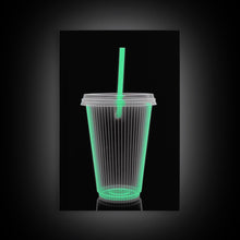 Load image into Gallery viewer, Disposable Plastic Cup Wall Art, Green Cup, Kitchen Wall Art, Minimalist Print, Wall Decor, Canvas Print, Wall Art, Framed Canvas