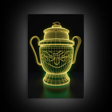 Carregar imagem no visualizador da galeria, 3D Trophy Wall Decor, Yellow Art Print, Glowing Art, Minimalist Print, Wall Decor, Canvas Print, Wall Art, Framed Canvas