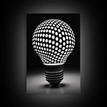 Load image into Gallery viewer, Dotted Light Bulb Wall Decor, Black And White Art, Dotted Art, Minimalist Print, Wall Decor, Canvas Print, Wall Art, Framed Canvas