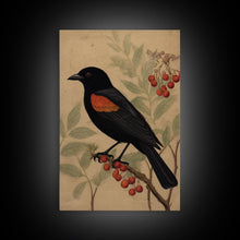 Load image into Gallery viewer, Black And Orange Bird Wall Art, Oriole Wall Decor, Animal Wall Art, Minimalist Print, Wall Decor, Canvas Print, Wall Art, Framed Canvas