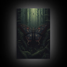 Carregar imagem no visualizador da galeria, Butterfly Wall Decor, Butterfly In Woods, Green Wall Art, Insect Wall Decor, Wall Decor, Canvas Print, Wall Art, Framed Canvas