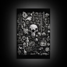 Cargar imagen en el visor de la galería, Collection of Trinkets Wall Art, Weird Wall Art, Black And White, Minimalist Print, Wall Decor, Canvas Print, Wall Art, Framed Canvas