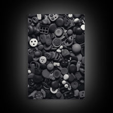 Cargar imagen en el visor de la galería, Collection Of Buttons Wall Art, Sewing Room Wall Decor, Black And White, Minimalist Print, Wall Decor, Canvas Print, Wall Art, Framed Canvas