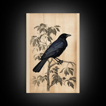 Load image into Gallery viewer, Black Bird Wall Art, Crow Wall Decor, Animal Wall Art, Black Bird, Modern Print, Wall Decor, Canvas Print, Wall Art, Framed Canvas
