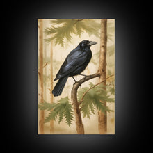 Load image into Gallery viewer, Crow Wall Art, Black Bird Wall Decor, Animal Wall Art, Trees, Nature, Modern Print, Wall Decor, Canvas Print, Wall Art, Framed Canvas