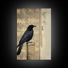 Load image into Gallery viewer, Black Bird Wall Art, Crow Wall Decor, Animal Wall Art, Nature Print, Modern Print, Wall Decor, Canvas Print, Wall Art, Framed Canvas
