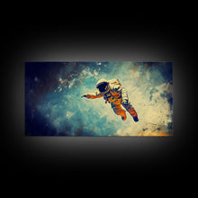 Load image into Gallery viewer, Astronaut In Space Wall Decor, Galaxy Wall Art, Outer Space Wall Art, Panoramic Wall Decor, Canvas Print, Wall Art, Framed Canvas Art
