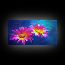 Carregar imagem no visualizador da galeria, Gerbera Wall Decor, Floral Wall Art, Nature Print, Purple Flowers Wall Art, Panoramic Wall Decor, Canvas Print, Wall Art, Framed Canvas Art