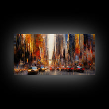 Carregar imagem no visualizador da galeria, Abstract Cityscape Wall Art, City Wall Decor, Urban Art, Traffic Wall Art, Panoramic Wall Decor, Canvas Print, Wall Art, Framed Canvas Art