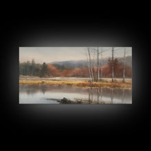 Carregar imagem no visualizador da galeria, Autumn Landscape Wall Decor, Creek Wall Art, Nature Painting Wall Decor, Panoramic Wall Decor, Canvas Print, Wall Art, Framed Canvas Art