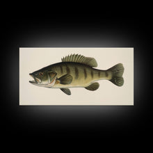 Carregar imagem no visualizador da galeria, Bass Fish Wall Decor, Animal Wall Art, Nature Wall Art, Minimalist Art, Panoramic Wall Decor, Canvas Print, Wall Art, Framed Canvas Art