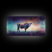 Carregar imagem no visualizador da galeria, Bull Wall Art, Animal Wall Art, Nature Art, Minimalist Art, Panoramic Wall Decor, Canvas Print, Wall Art, Framed Canvas Art
