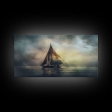 Carregar imagem no visualizador da galeria, Abstract Sailboat Wall Decor, Ocean Wall Art, Seascape, Storm Wall Decor, Panoramic Wall Decor, Canvas Print, Wall Art, Framed Canvas Art