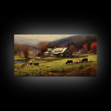 Carregar imagem no visualizador da galeria, Farm Wall Decor, Country Wall Decor, Farm Animals Wall Decor, Fall Wall Art, Panoramic Wall Decor, Canvas Print, Wall Art, Framed Canvas Art