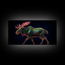 Carregar imagem no visualizador da galeria, Abstract Moose Wall Art, Animal Art Print, Nature, Minimalist Wall Art, Panoramic Wall Decor, Canvas Print, Wall Art, Framed Canvas Art