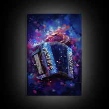 Load image into Gallery viewer, Cosmic Accordion, Instrument Print, Framed Canvas Print Or Poster, Gift For Musician