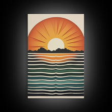 Load image into Gallery viewer, Sunset Sunrise Boho Wall Decor, Framed Canvas Print Or Poster, Sunset Framed Wall Hanging, Minimalist Art Deco Retro Wall Art