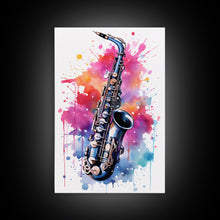 Load image into Gallery viewer, Alto Clarinet Wall Art, Musician Gift, Framed Canvas Print, Clarinet Print, Musical Instrument Art, Gift For Musician, Graffiti Music Art