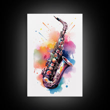 Load image into Gallery viewer, Alto Clarinet Wall Art, Musician Gift, Framed Canvas Print, Clarinet Print, Musical Instrument Art, Gift For Musician, Graffiti Music Art