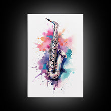 Load image into Gallery viewer, Bassett Clarinet Wall Art, Musician Gift, Framed Canvas Print, Clarinet Print, Musical Instrument Art, Gift For Musician, Graffiti Music Art