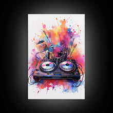 Carregar imagem no visualizador da galeria, Two Turn Tables, DJ Art, Disc Jockey Decor, Music Studio Decor, Framed Canvas Print