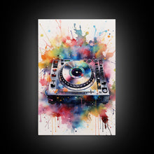 Carregar imagem no visualizador da galeria, Turn Table Wall Art, DJ Art, Disc Jockey Decor, Music Studio Decor, Framed Canvas Print
