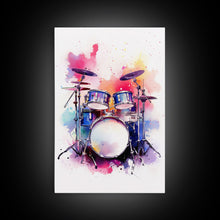 Carregar imagem no visualizador da galeria, Drum Art, Gift For Drummer, Framed Canvas Print, Studio Art, Music Studio Decor, Drum Set