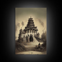 Load image into Gallery viewer, Incan Temple diagram art, canvas print, unique Mayan or Incan style temple diagram wall art, 1800s inca style wall art