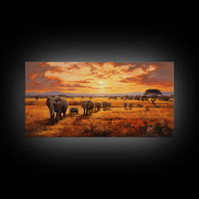 Load image into Gallery viewer, Elephant Wall Art, Animal Art, Safari Wall Art, Panoramic Art, Wall Art, Canvas Art, Landscape Art, Rustic Wall Decor, Military Gift, Prints
