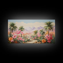 Cargar imagen en el visor de la galería, Flower Wall Art, Desert Landscape Wall Art, Mountain Art, Palm Trees Art, Tropical Art, Panoramic Art, Wall Art, Canvas Art, Landscape Art