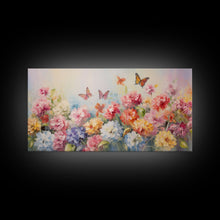 Carregar imagem no visualizador da galeria, Butterfly Wall Art, Flowers Wall Art, Colorful Fowers, Panoramic Art, Wall Art, Canvas Art, Landscape Art, Meadow Art, Botanical Art