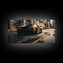 Cargar imagen en el visor de la galería, Cool Supercar Art, Framed Canvas Print, Cyberpunk Sportscar Painting, Futuristic Supercar Painting, Man Cave Decor, Gift For Him, Car Guy