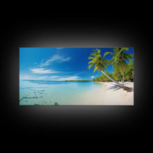 Load image into Gallery viewer, Beach Wall Art, Seashore Art, Palm Tree Wall Art, Panoramic Art, Wall Art, Canvas Art, Landscape Art, Landscape Print, Beach House Wall Art