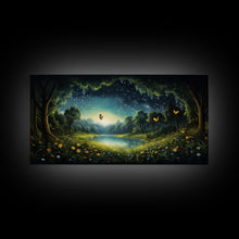 Load image into Gallery viewer, Enchanted Forest, Wildflower Meadow, Butterfly Art, Panoramic Art, Wall Art, Canvas Art, Landscape Art, Landscape Print, Nursery Wall Art